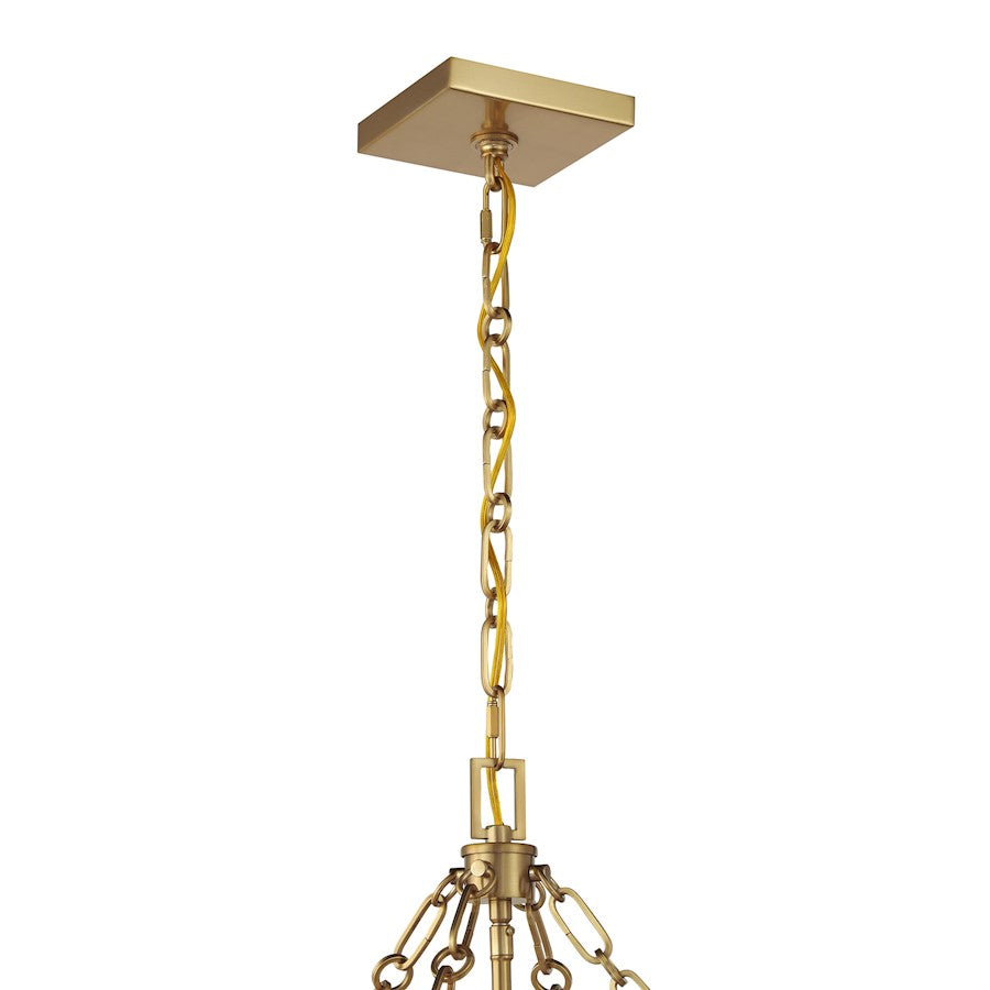 Savoy House Balfour 4 Light Pendant, Warm Brass/Clear Water