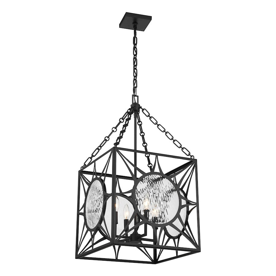 Savoy House Balfour 4 Light Pendant, Matte Black/Clear Water