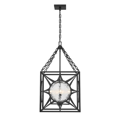 Savoy House Balfour 4 Light Pendant, Matte Black/Clear Water