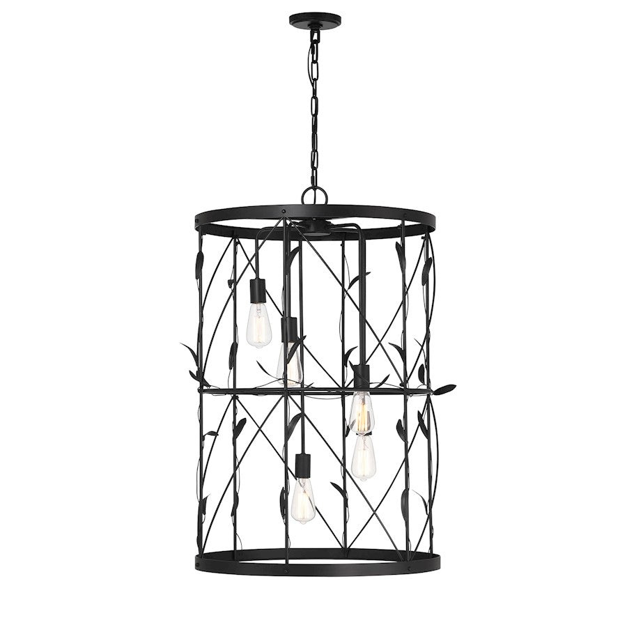 5 Light Pendant, Matte Black