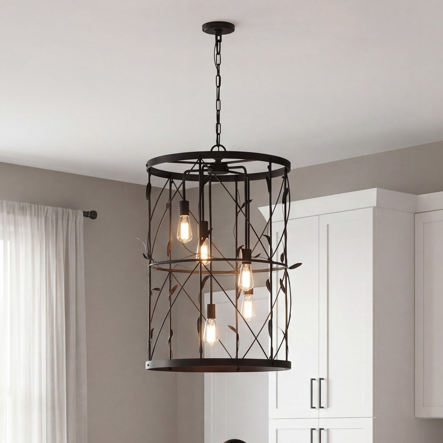 5 Light Pendant, Matte Black