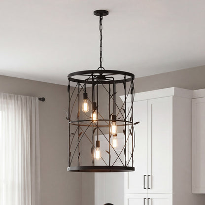 5 Light Pendant, Matte Black