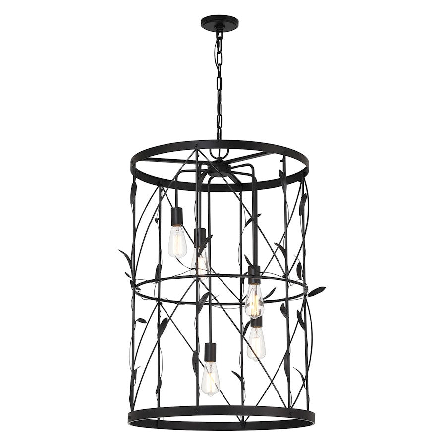 5 Light Pendant, Matte Black