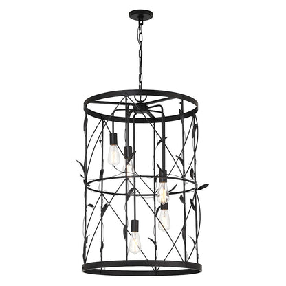 5 Light Pendant, Matte Black