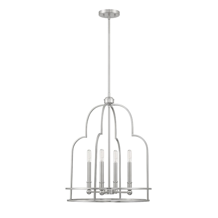 4 Light Pendant, Satin Nickel