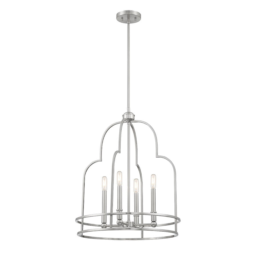 4 Light Pendant, Satin Nickel