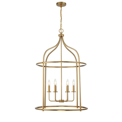 6 Light Pendant, Warm Brass
