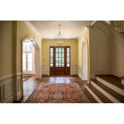 6 Light Pendant, Warm Brass