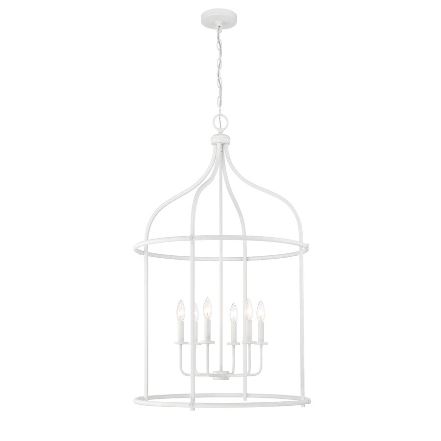 6 Light Pendant, Bisque White
