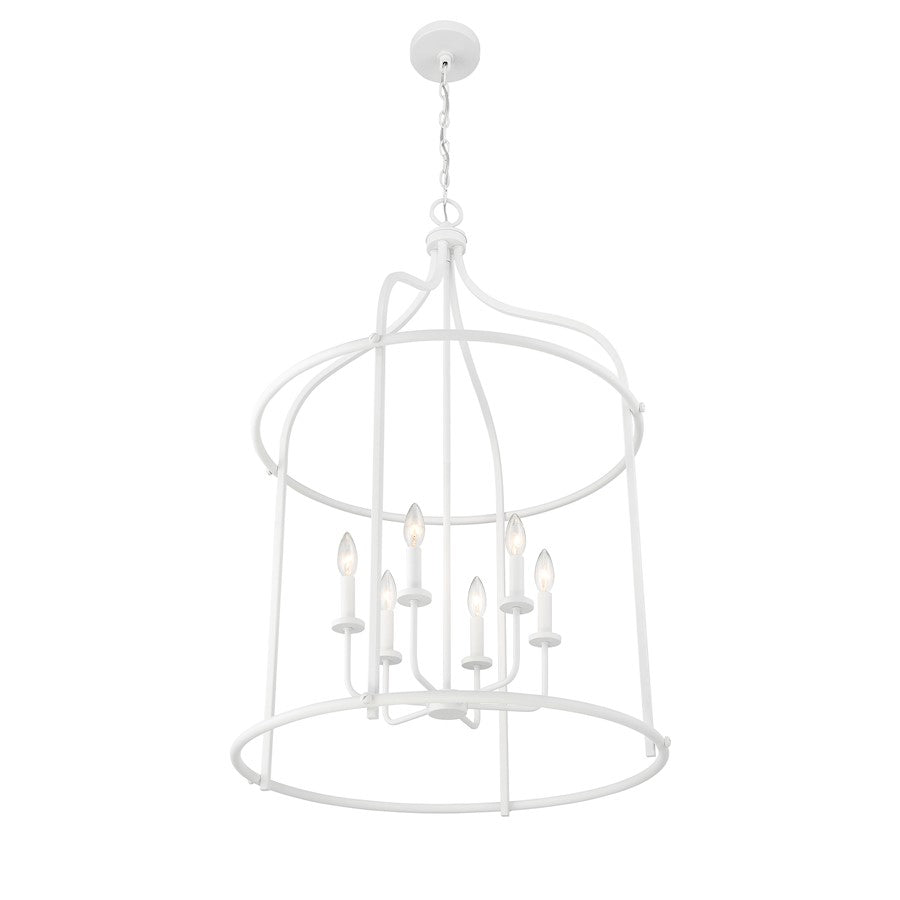 6 Light Pendant, Bisque White