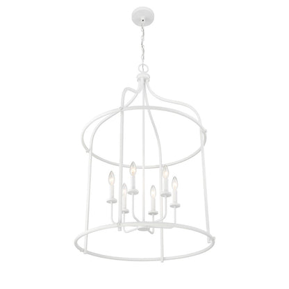 6 Light Pendant, Bisque White