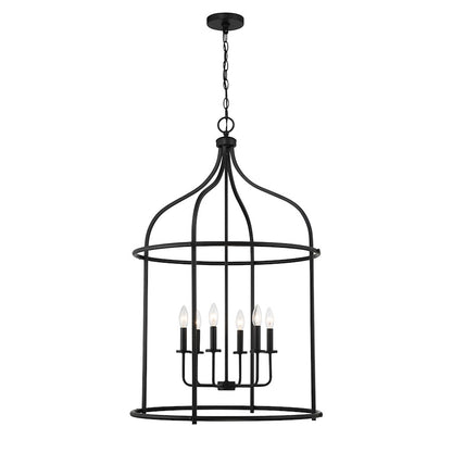 6 Light Pendant, Matte Black