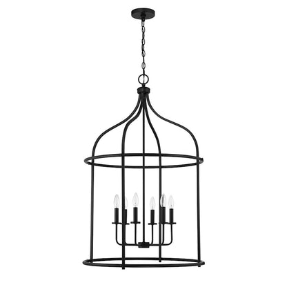 6 Light Pendant, Matte Black