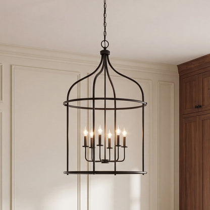 6 Light Pendant, Matte Black