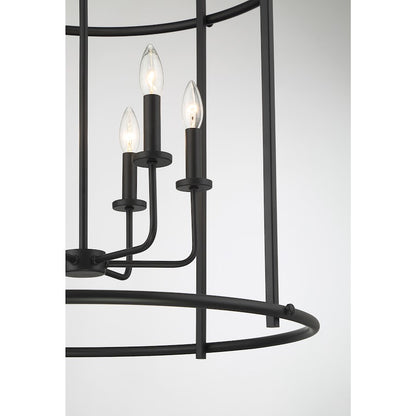 6 Light Pendant, Matte Black