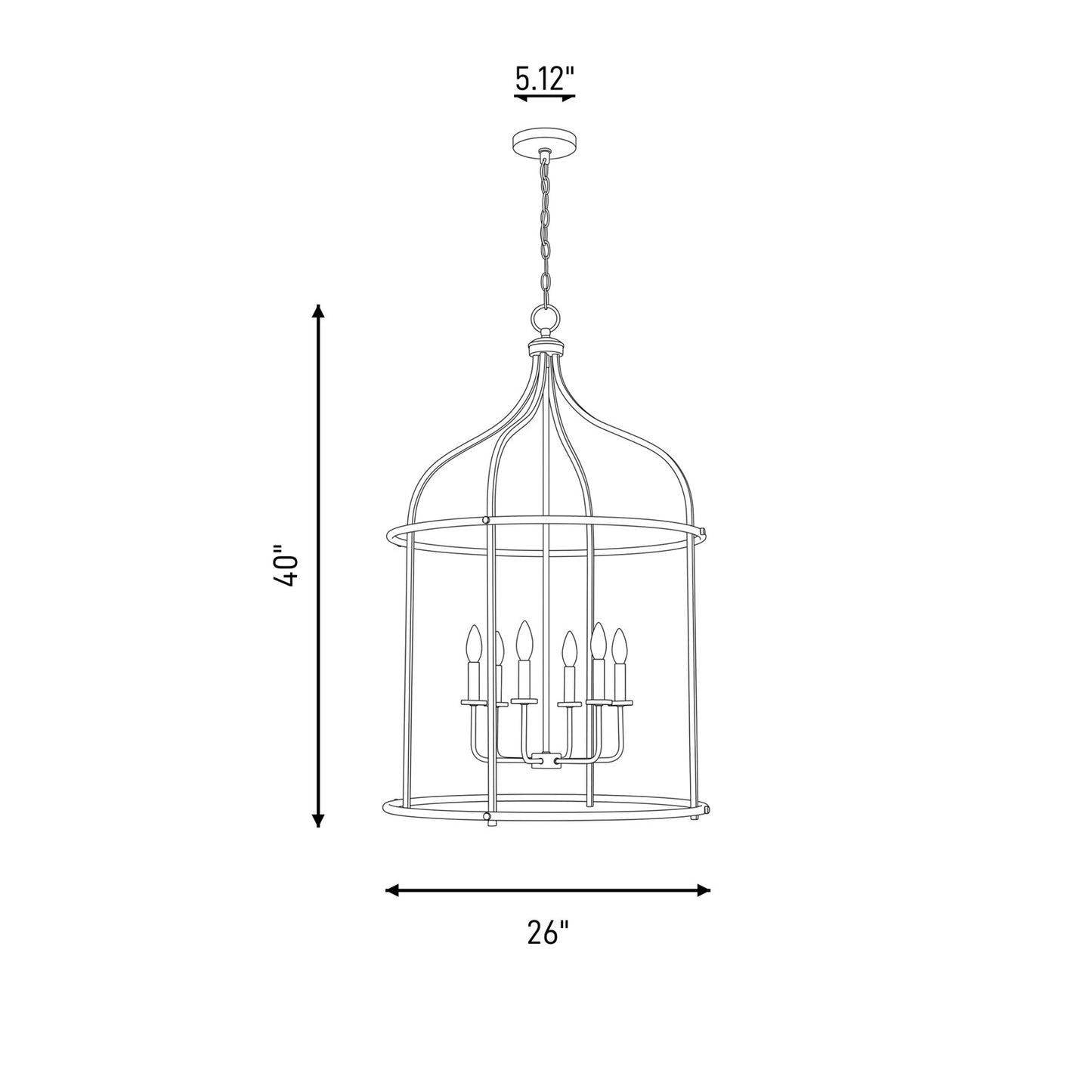 6 Light Pendant, Matte Black