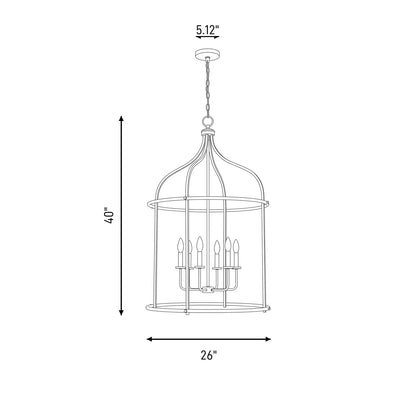 6 Light Pendant, Matte Black