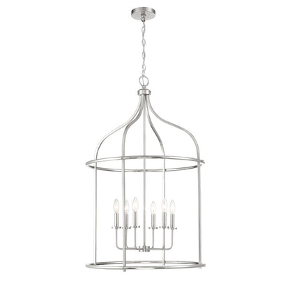 6 Light Pendant, Satin Nickel