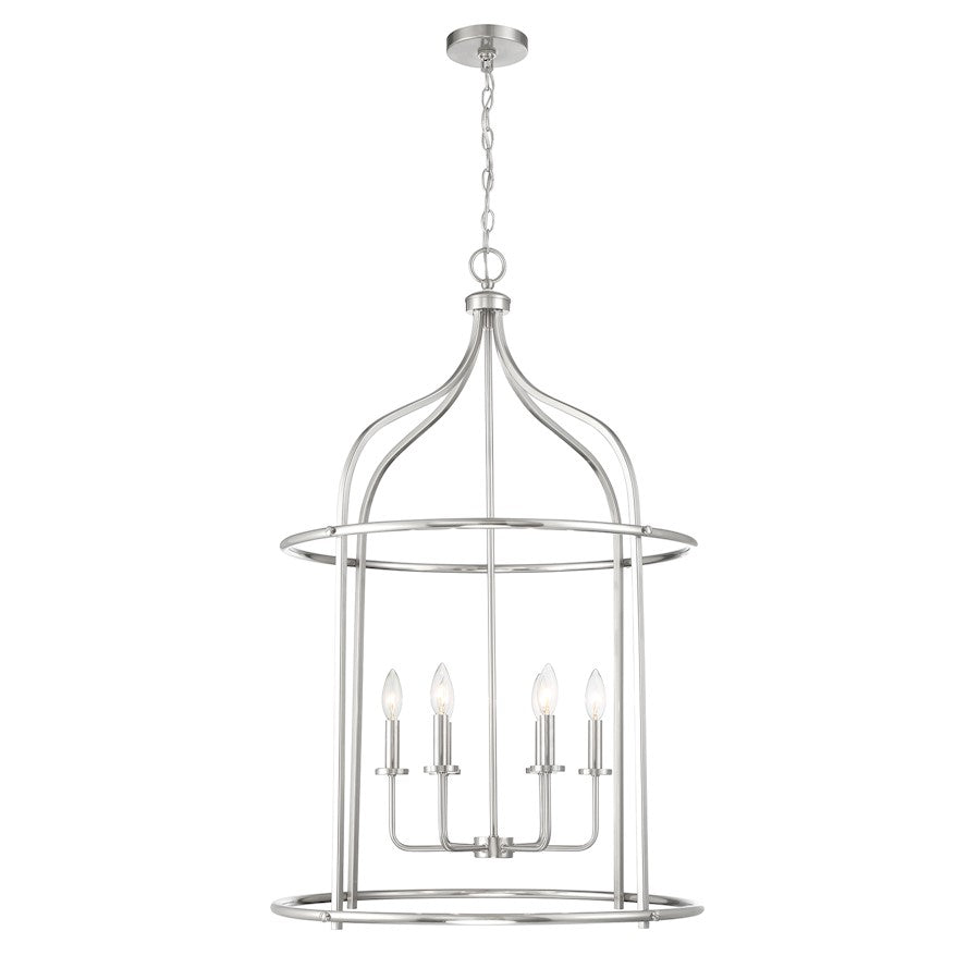 6 Light Pendant, Satin Nickel