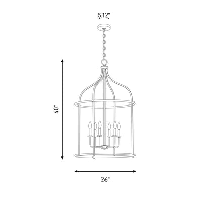 6 Light Pendant, Satin Nickel
