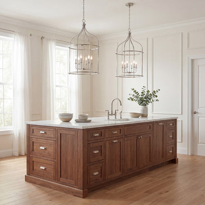 6 Light Pendant, Satin Nickel