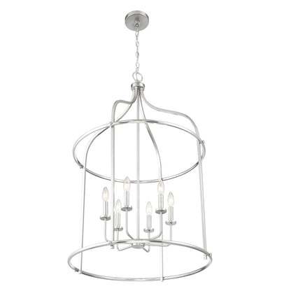 6 Light Pendant, Satin Nickel