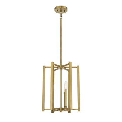 3 Light Pendant, Warm Brass