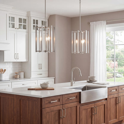 3 Light Pendant, Satin Nickel