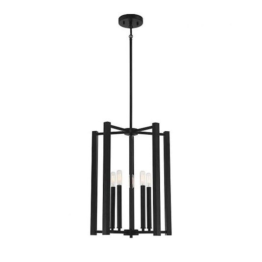 5 Light Pendant, Matte Black