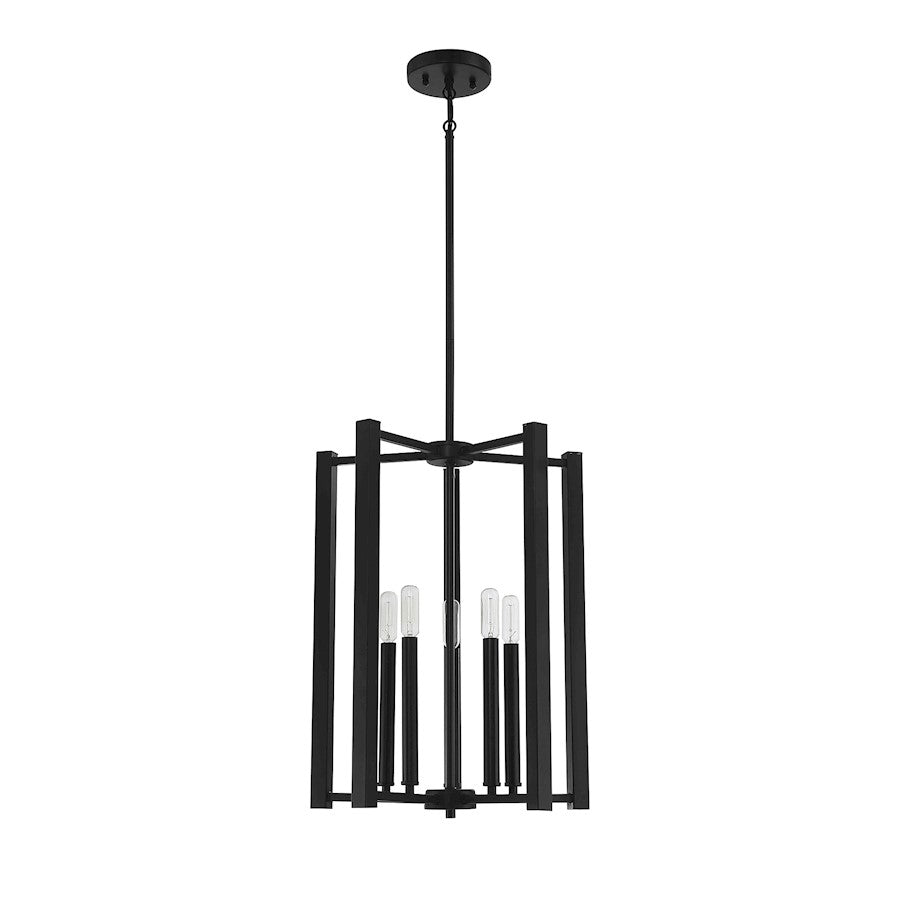 5 Light Pendant, Matte Black