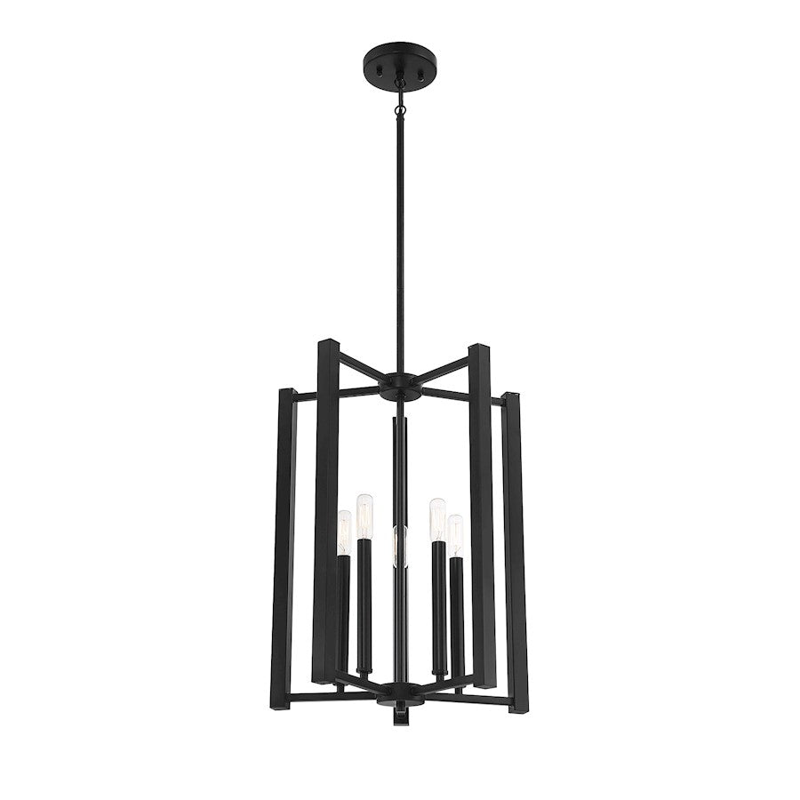 5 Light Pendant, Matte Black