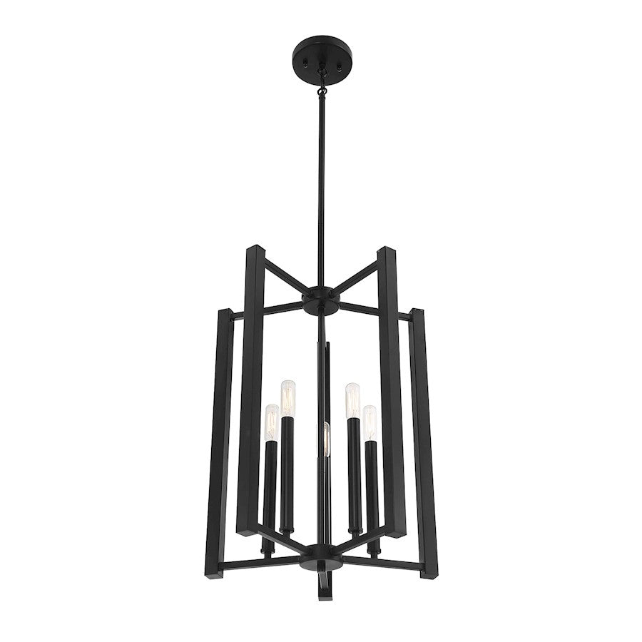 5 Light Pendant, Matte Black