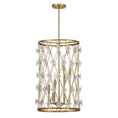 Savoy House Bailey 6 Light Pendant, Warm Brass