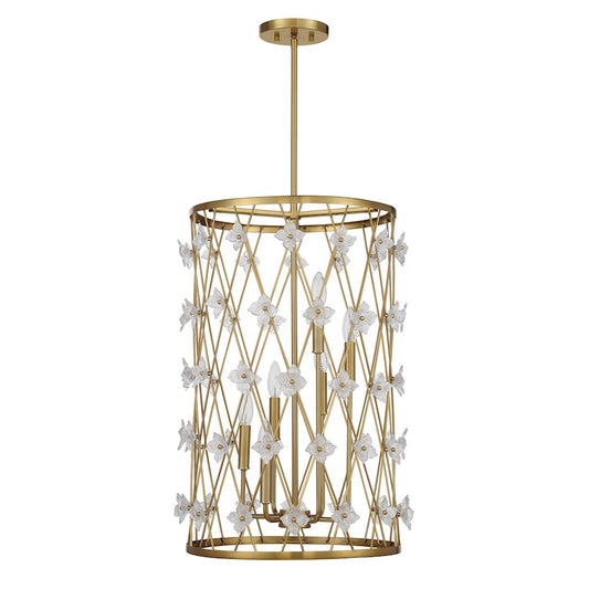 Savoy House Bailey 6 Light Pendant, Warm Brass
