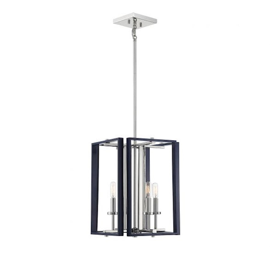 Savoy House Champlin 4Lt Pendant, Navy/ Nickel - 3-8881-4-174