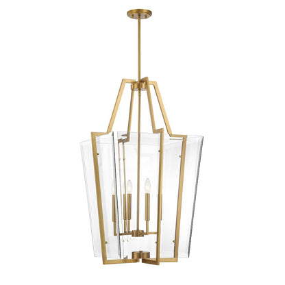 4 Light Pendant, Warm Brass