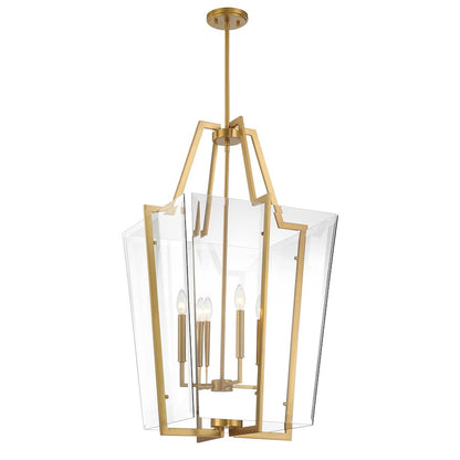 4 Light Pendant, Warm Brass