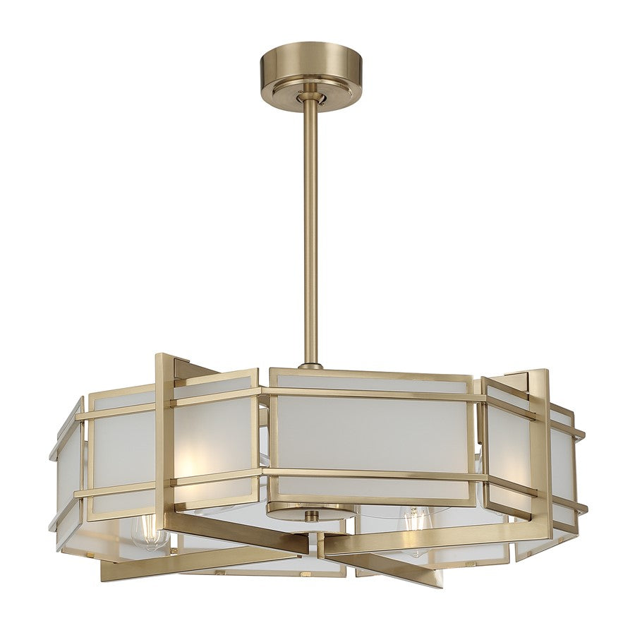 Savoy House Canterbury 4Lt Ceiling Fan, Fan D'Lier, Noble Brass