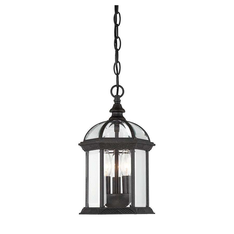 Savoy House Kensington 3Lt Outdoor Hanging Lantern, Textured Black - 5-0635-BK