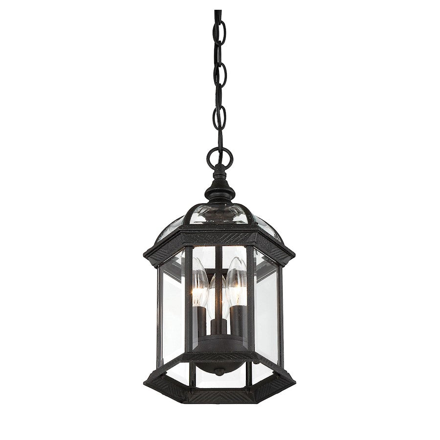 Savoy House Kensington 3Lt Outdoor Hanging Lantern, Textured Black