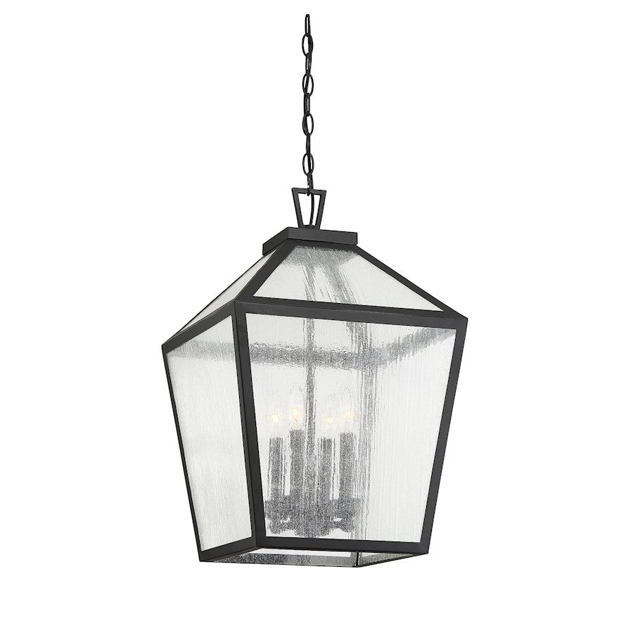 Savoy House Woodstock 4 Light Outdoor Hanging Lantern, Black