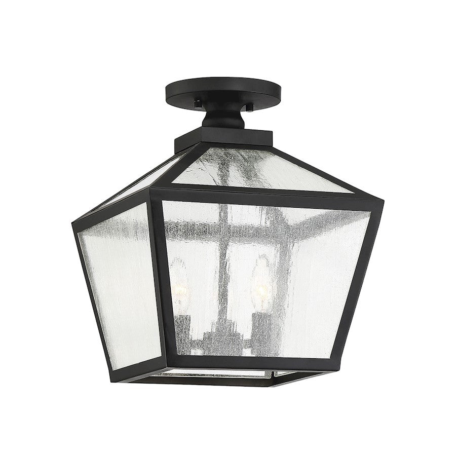 Savoy House Woodstock 3 Light Outdoor Flush Mount Lantern, Black