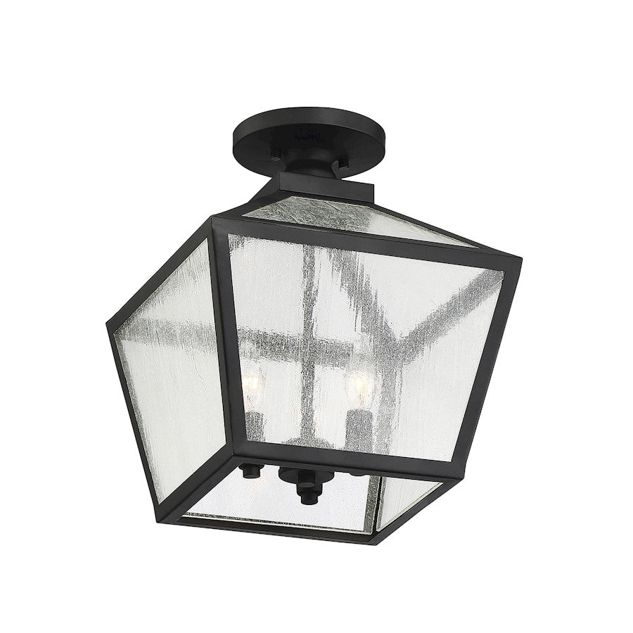 Savoy House Woodstock 3 Light Outdoor Flush Mount Lantern, Black