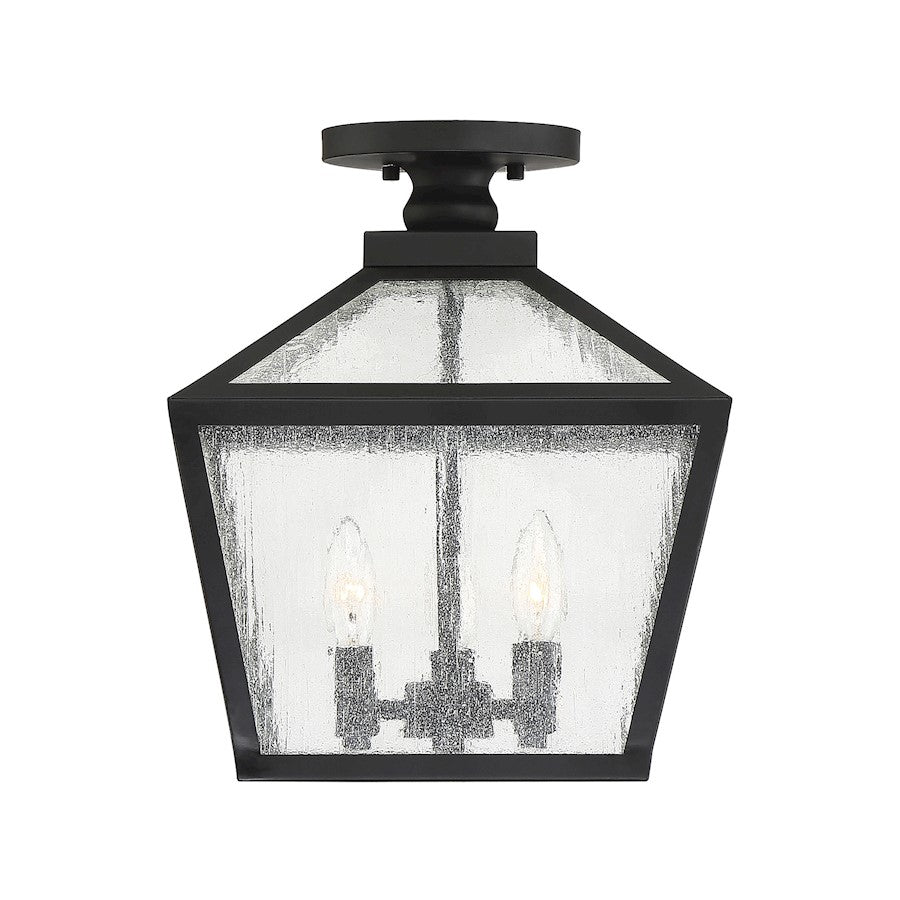 Savoy House Woodstock 3 Light Outdoor Flush Mount Lantern, Black