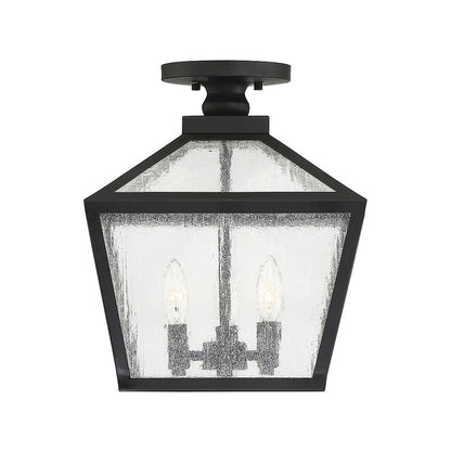 Savoy House Woodstock 3 Light Outdoor Flush Mount Lantern, Black