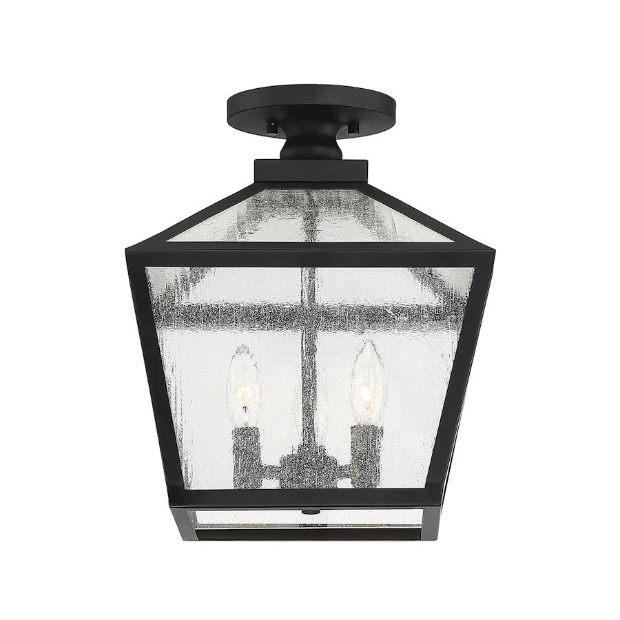 Savoy House Woodstock 3 Light Outdoor Flush Mount Lantern, Black