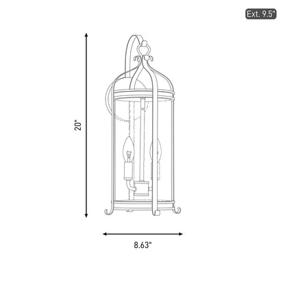 Savoy House Preston 2Lt Outdoor Wall Lantern, Iron, Iron Oxide
