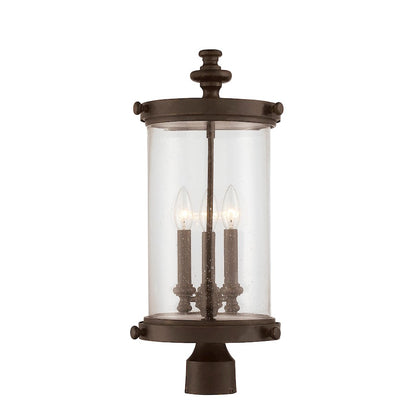 Savoy House Palmer 3-Light Outdoor Post Lantern, Walnut Patina
