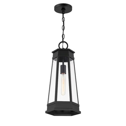 Savoy House Payne 1Lt Outdoor Hanging Lantern, Black/Clear Beveled