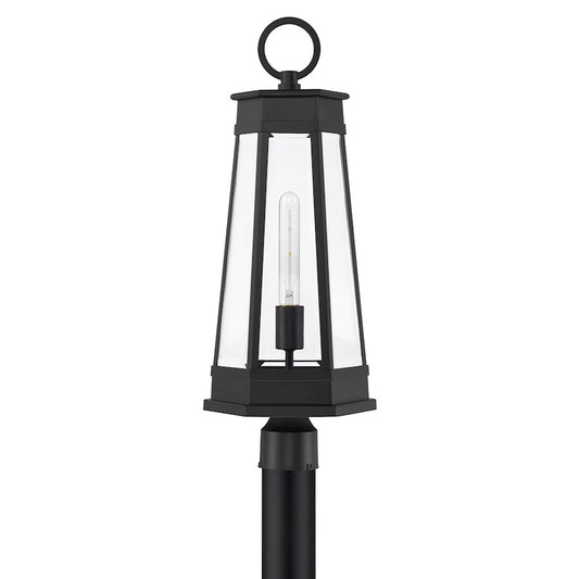 Savoy House Payne 1Lt Outdoor Post Lantern, Matte Black/Clear Beveled